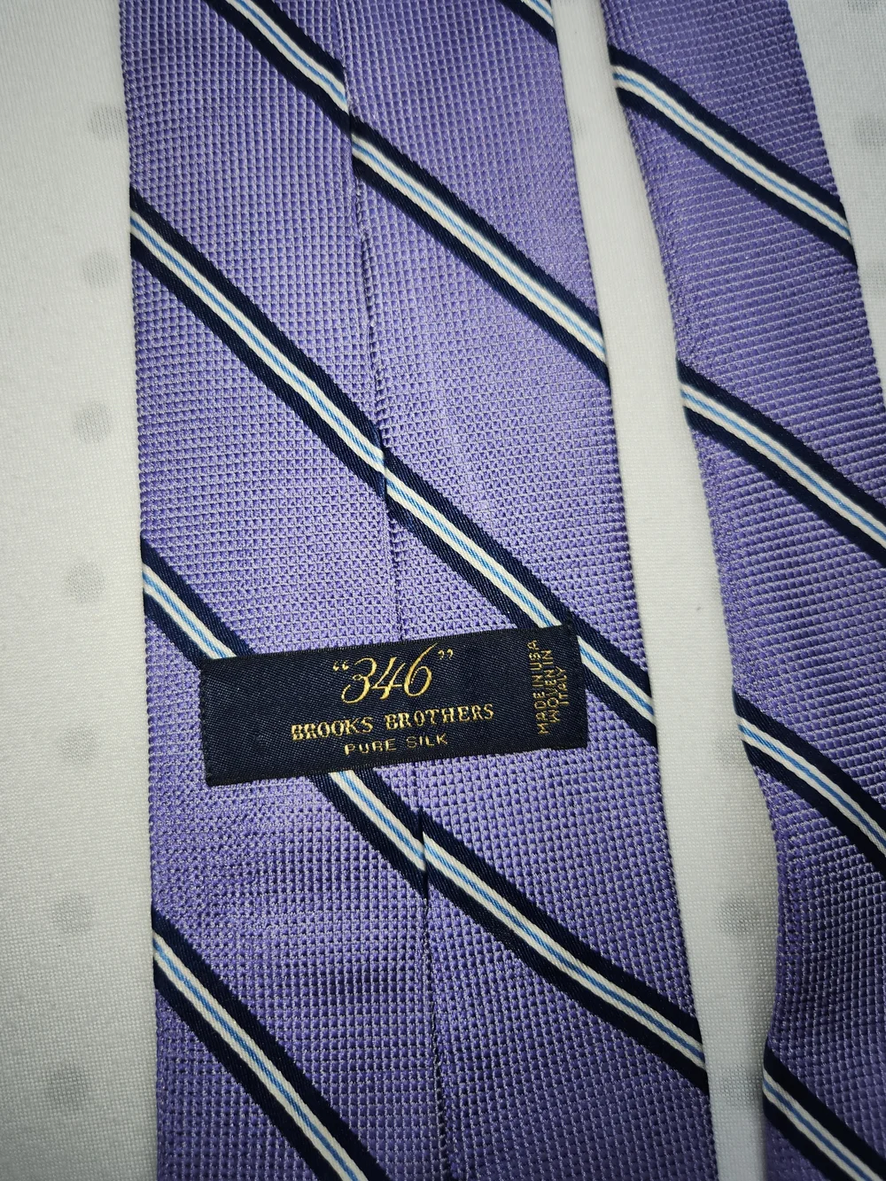 Brooks Brothers Purple, Black & White Striped Tie 100% Silk Men's Necktie 58